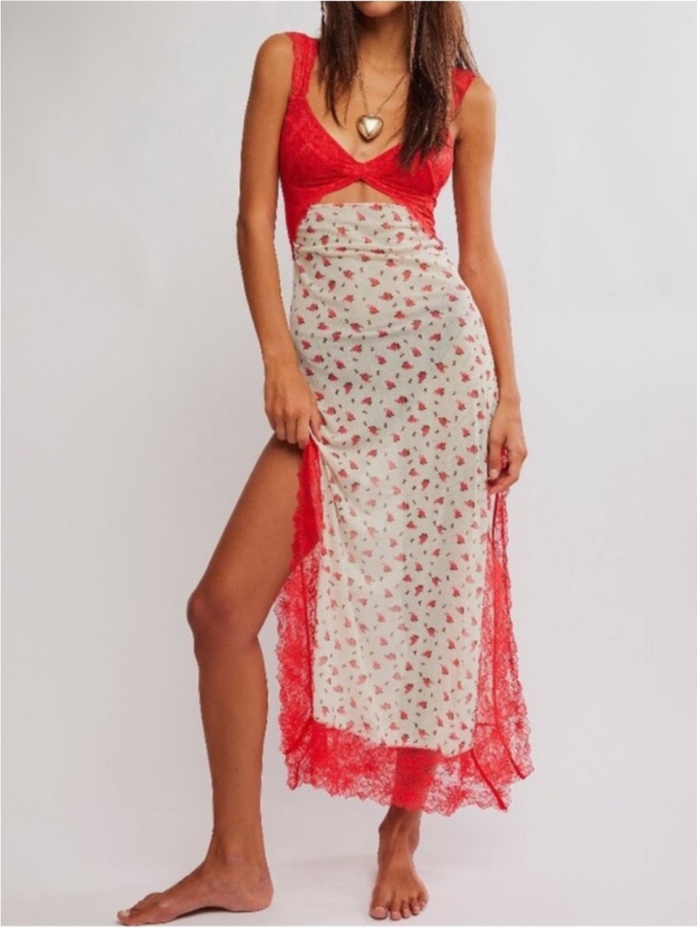 Free People Suddenly Fine Floral Lace Maxi Dress NWT